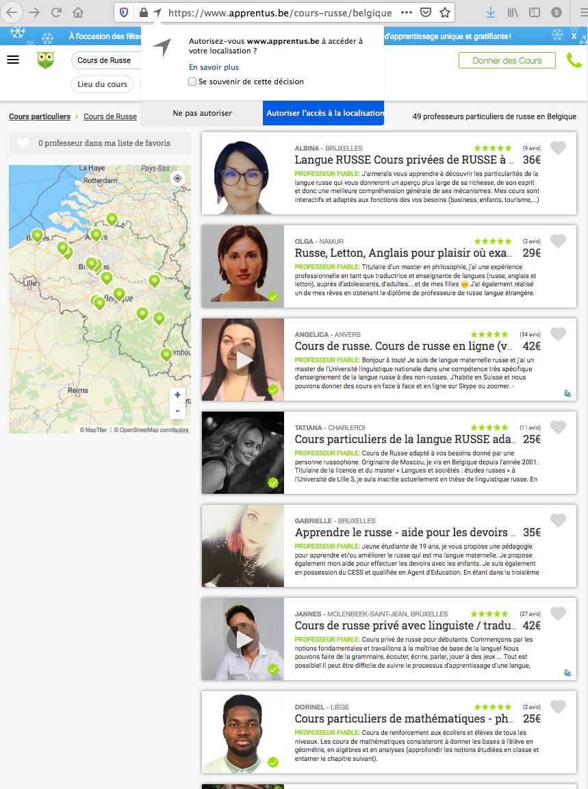 Page Internet. Découvrez les meilleurs cours particuliers de russe en Belgique - 49 professeurs particuliers de russe en Belgique. 2026-01-01